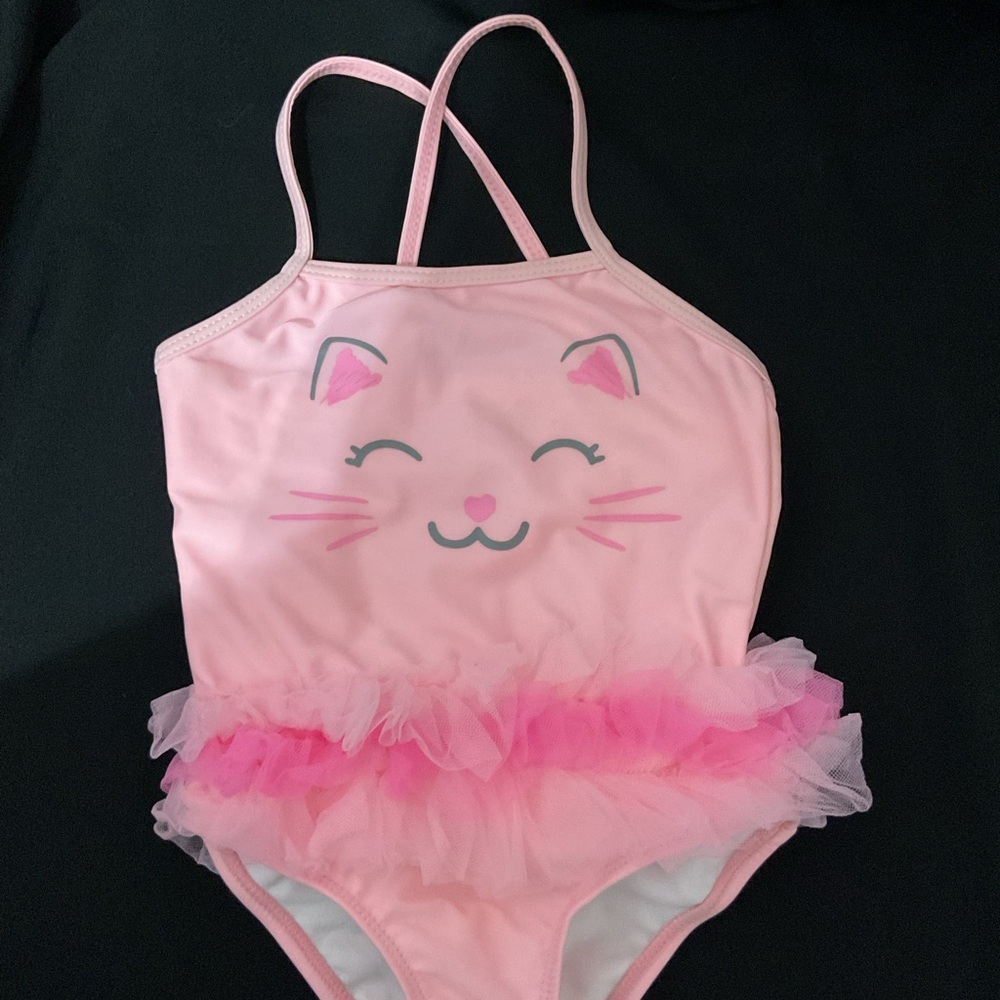 Healthtex Pink Swimsuit with Tulle Accents